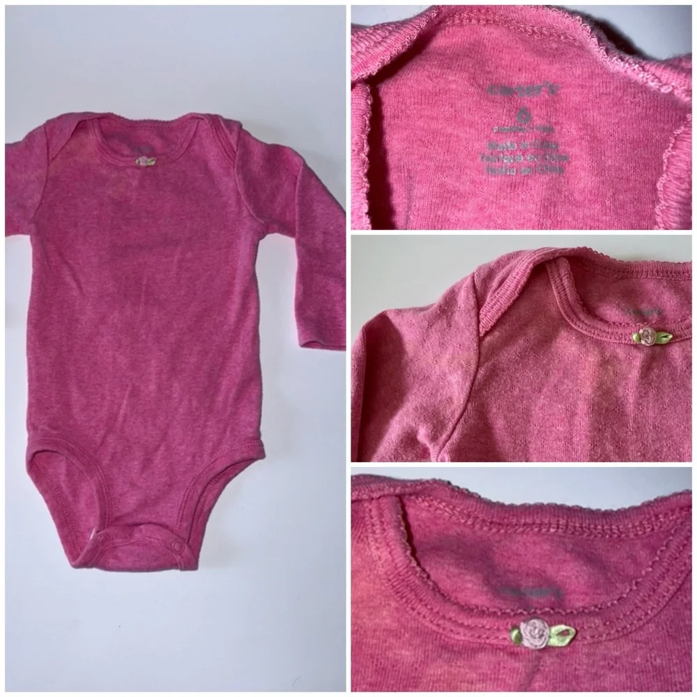Carter’s bodysuit bundle Aqua, Pink, and White girls One Piece Set size 6 M.